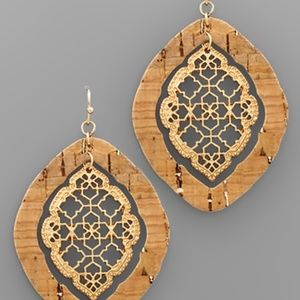Cork and Gold Earrings